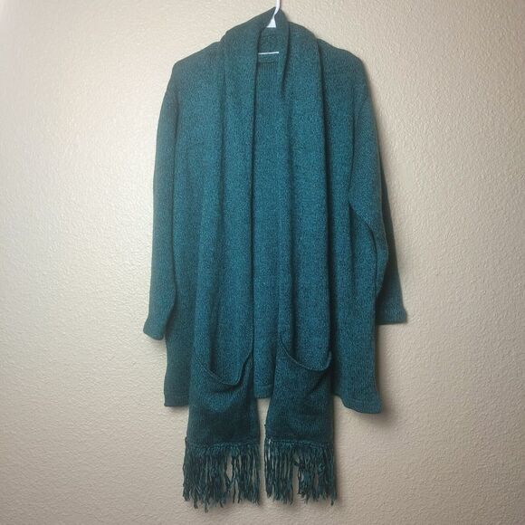 Joan bass womens sweater with acrylic and mixed wool scarf size 1X emerald green - Picture 1 of 11
